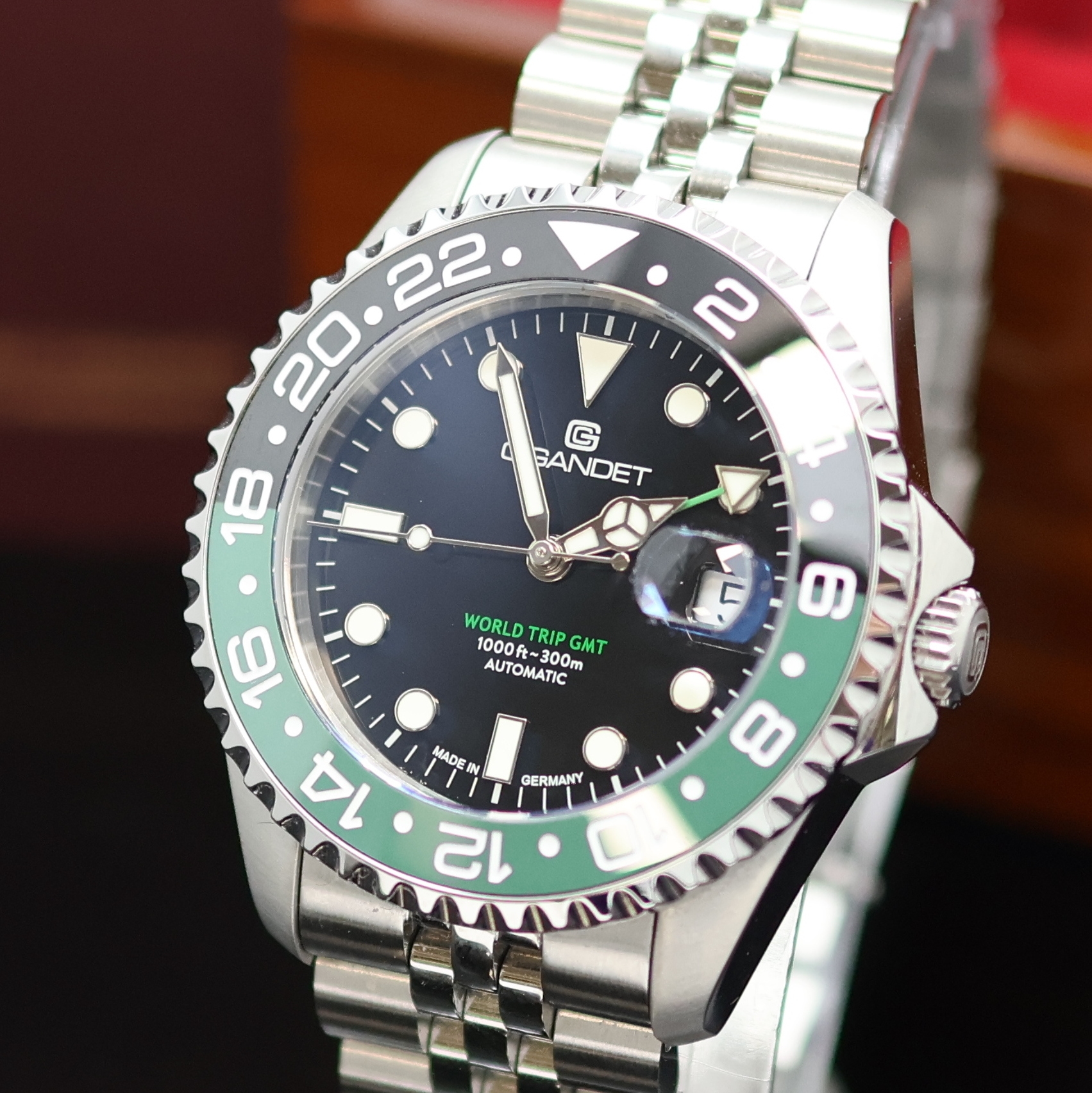 Detail a: GIGANDET World Trip GMT Herrenarmbanduhr Referenz G1000-010M-C, Deutschland verk. lt. beil. Pap. 02/2025, Automatik, Edelstahlgeh. inkl. orig. ...