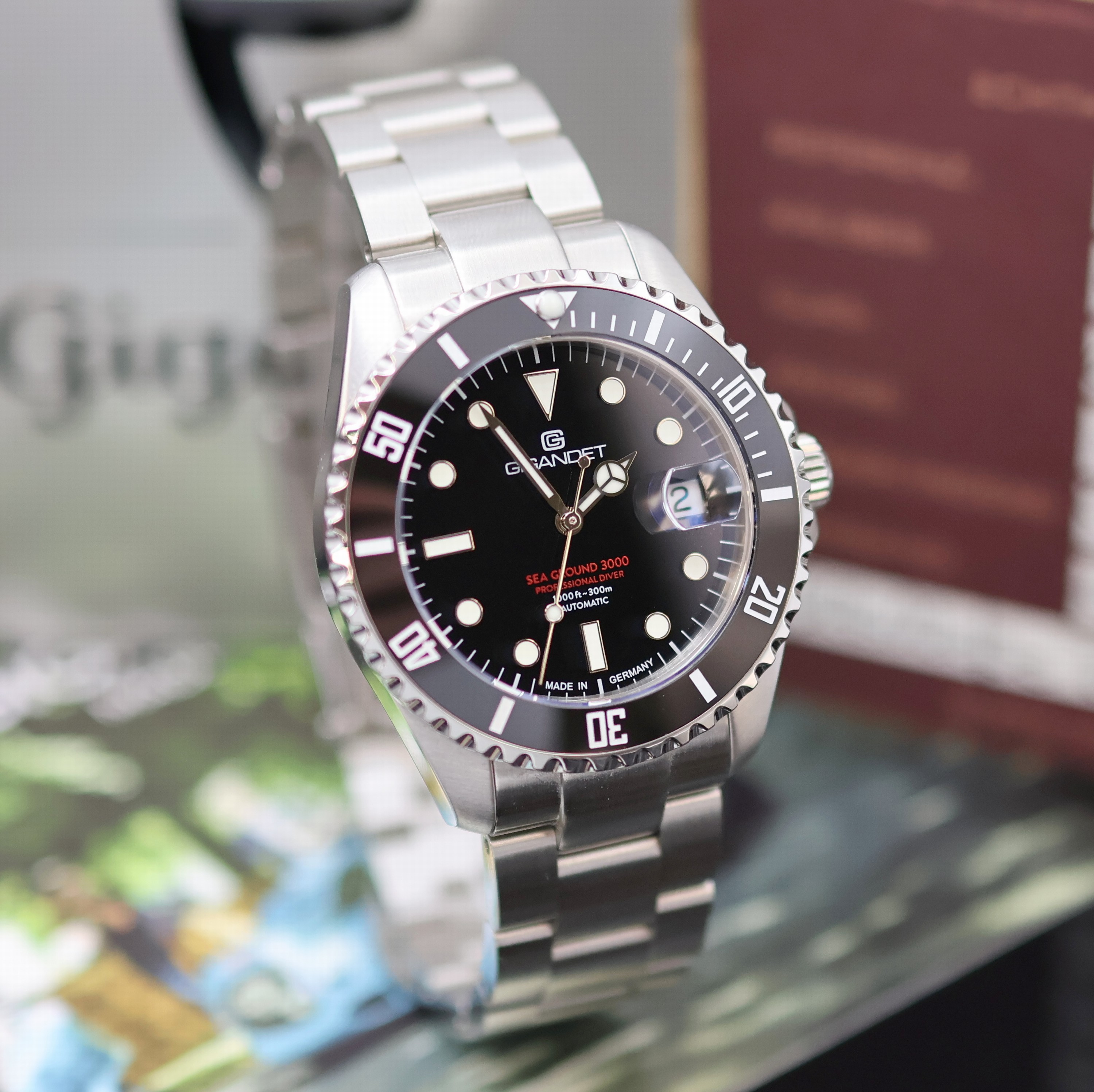 Detail c: GIGANDET Sea Ground 3000 Herrenarmbanduhr Referenz G3000-001M-C, Deutschland verk. lt. beil. Pap. 03/2024, Automatik, beids. vergl. Edelstahlgeh. ...