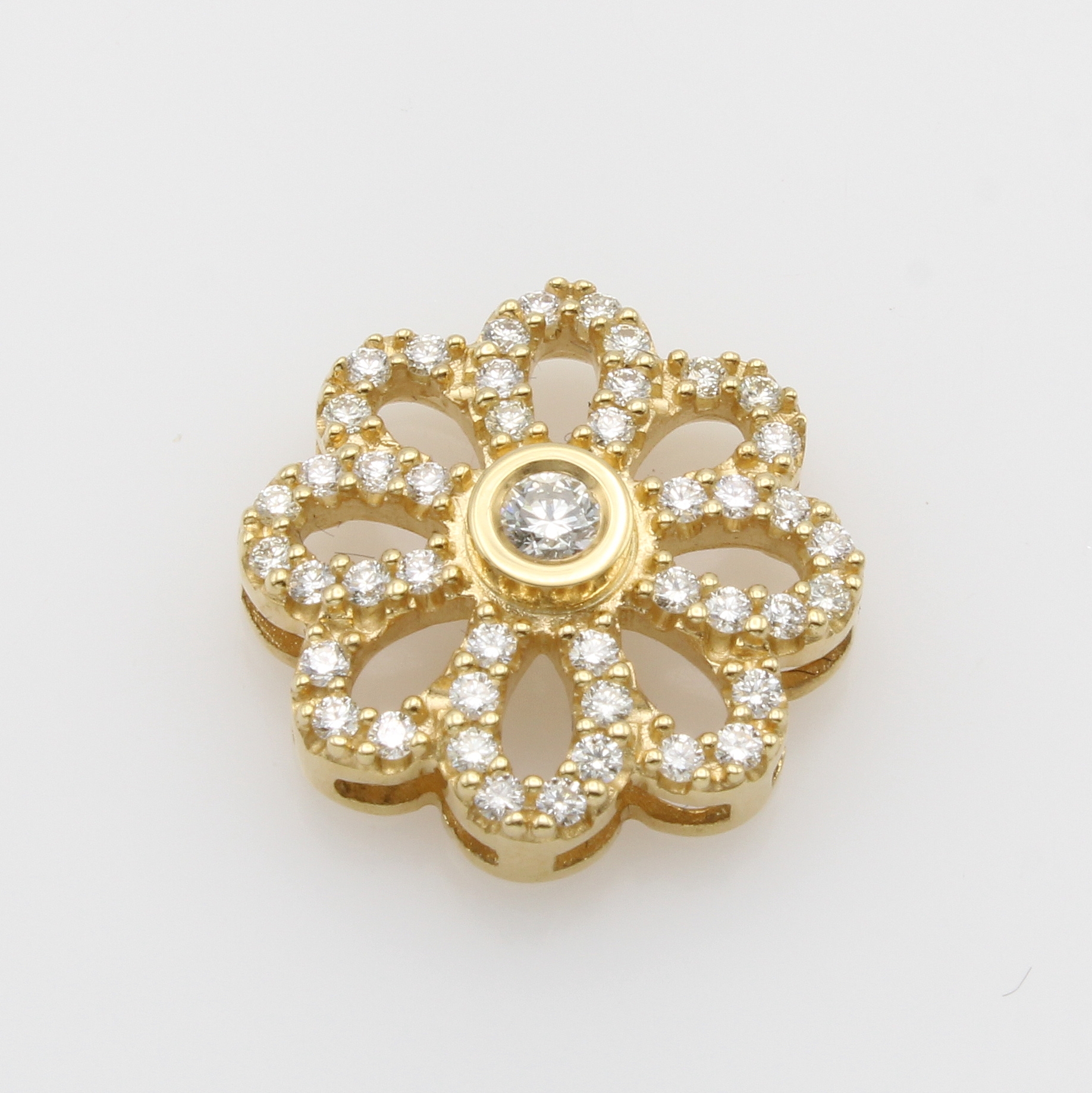 Image 27051951 - Anhänger ´Blume´ mit Brillanten, GG 585/ 000, 45 Brill. zus. ca. 0.50 ct get. Weiß/ ...