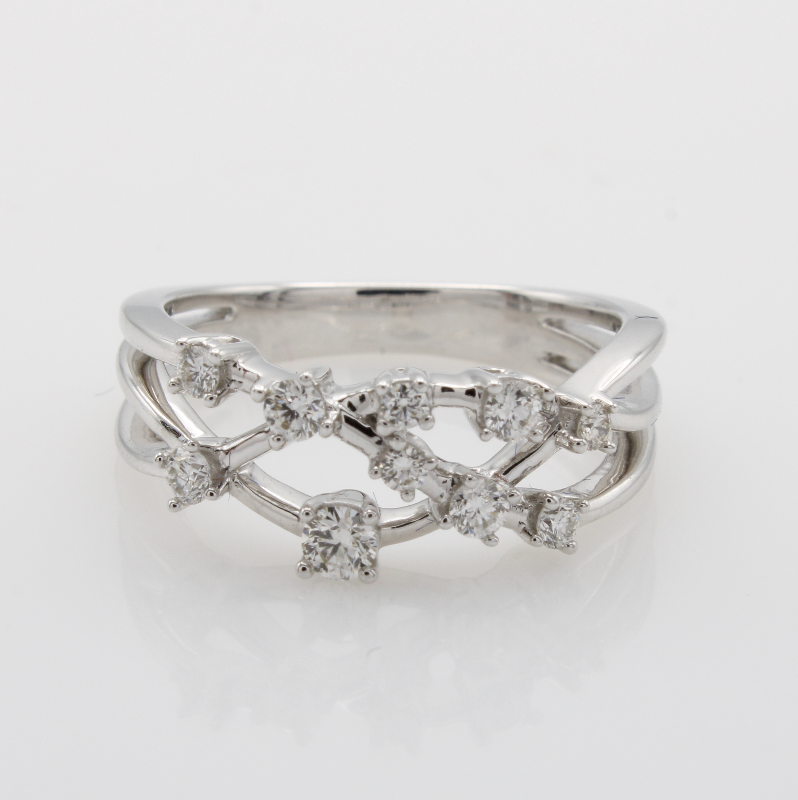Image 27051958 - Ring mit Brillanten, WG 585/000, 3-reihig, verschlungene Schiene, 10 Brill. zus. ca. ...