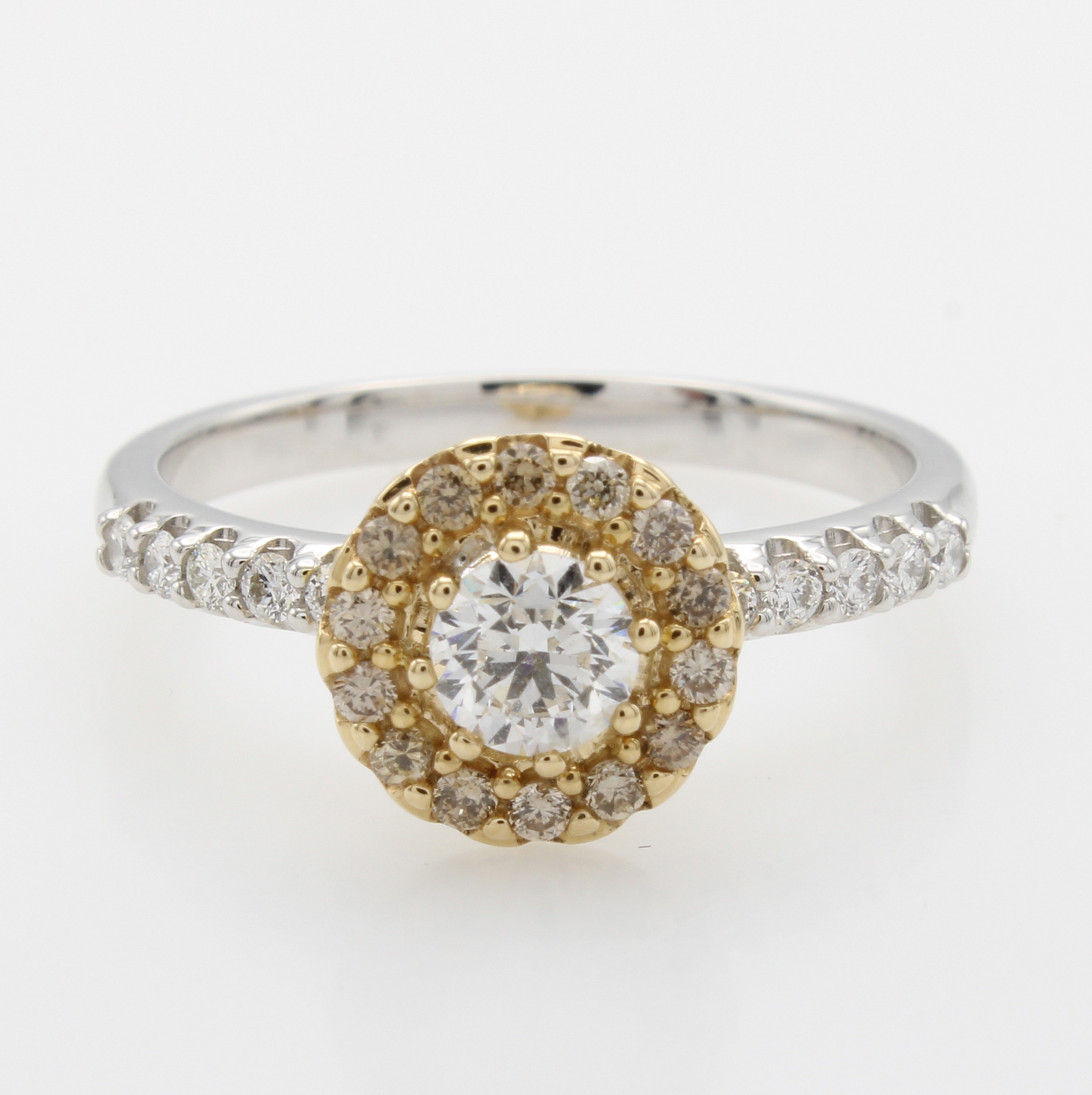 Image 27051965 - Ring mit Brillanten, WG/GG 585/000, 11 Brill. zus. ca. 0.55 ct Weiß/p, 14 Brill. zus. ...