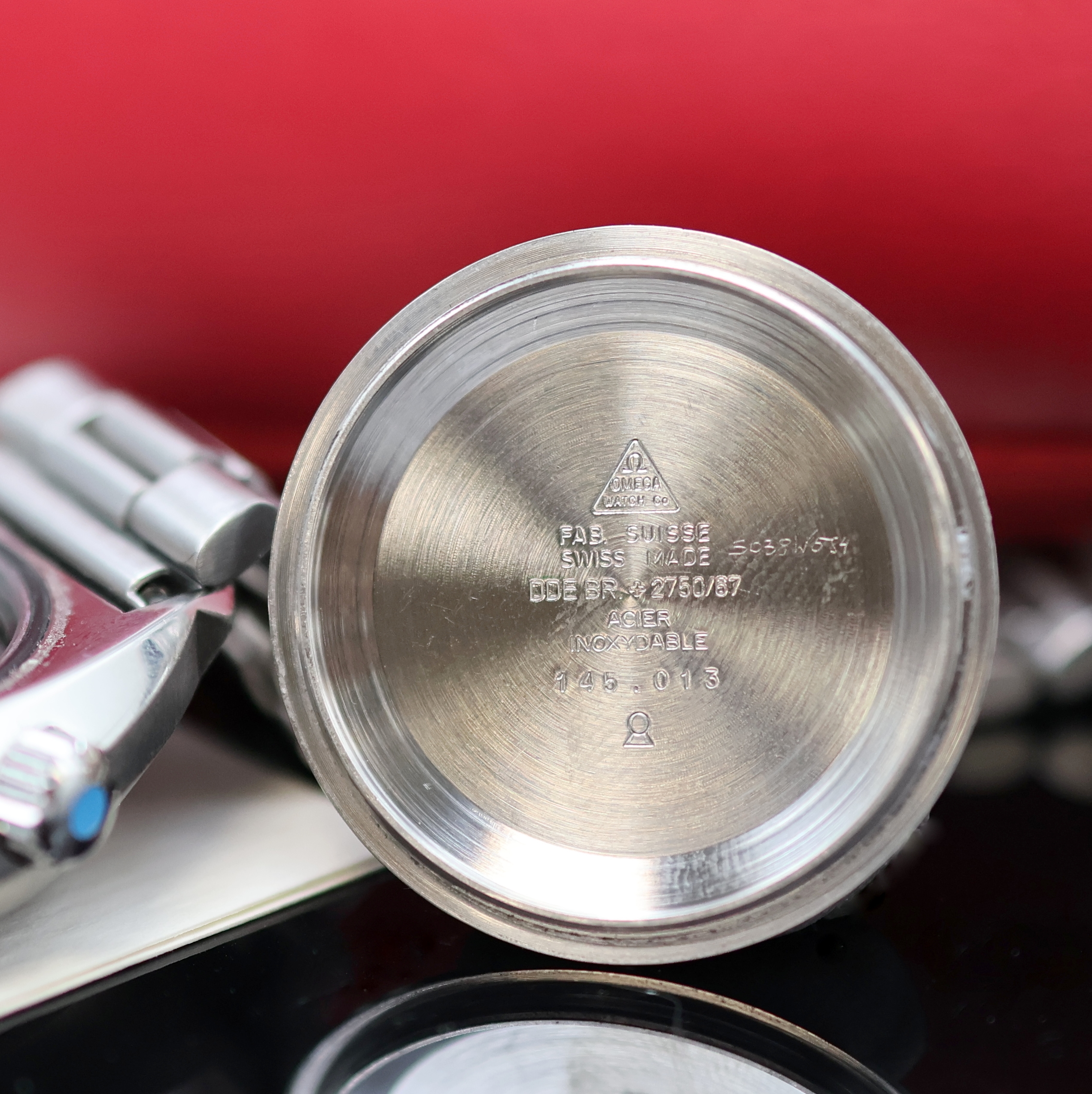 Detail g: OMEGA Flightmaster Herrenchronograph Referenz 145.013, Schweiz lt. Archivauszug 1971, Handaufzug, massives Edelstahlgeh. inkl. orig. Gliederband m. ...