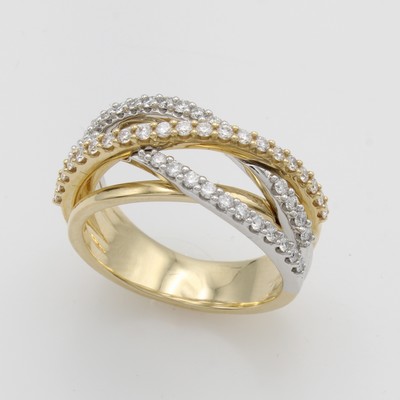 27051912a - Ring mit Brillanten, GG/WG 585/000, Ring- schiene 5-rhg übereinander geschlungen, ...