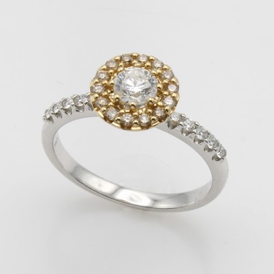 27051965a - Ring mit Brillanten, WG/GG 585/000, 11 Brill. zus. ca. 0.55 ct Weiß/p, 14 Brill. zus. ...