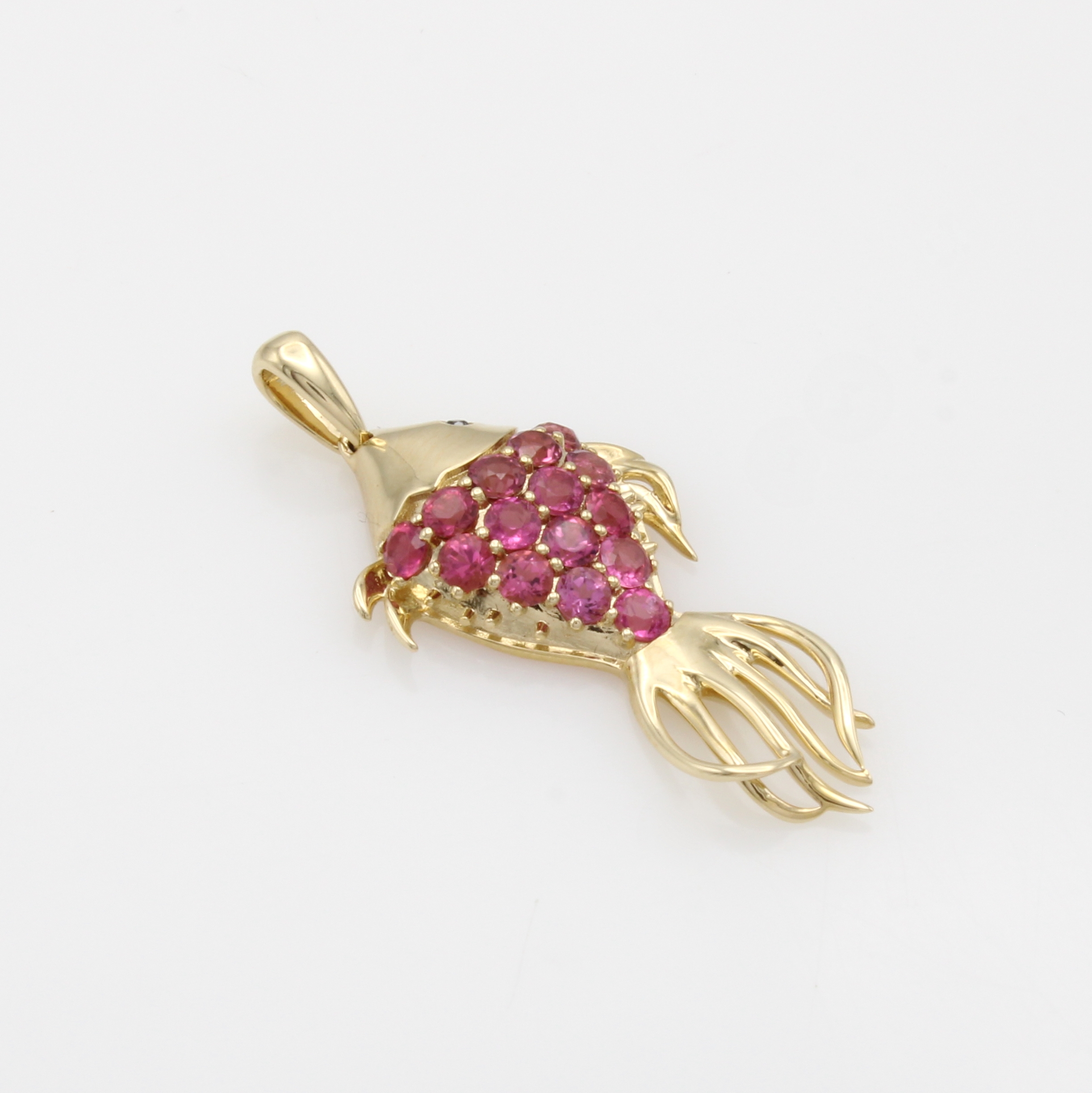 Image 27052084 - Anhänger ´Fisch´ mit Diamant und Turmalinen, GG 585/000, Diam. als Auge gef. ca. 0.01 ct ...