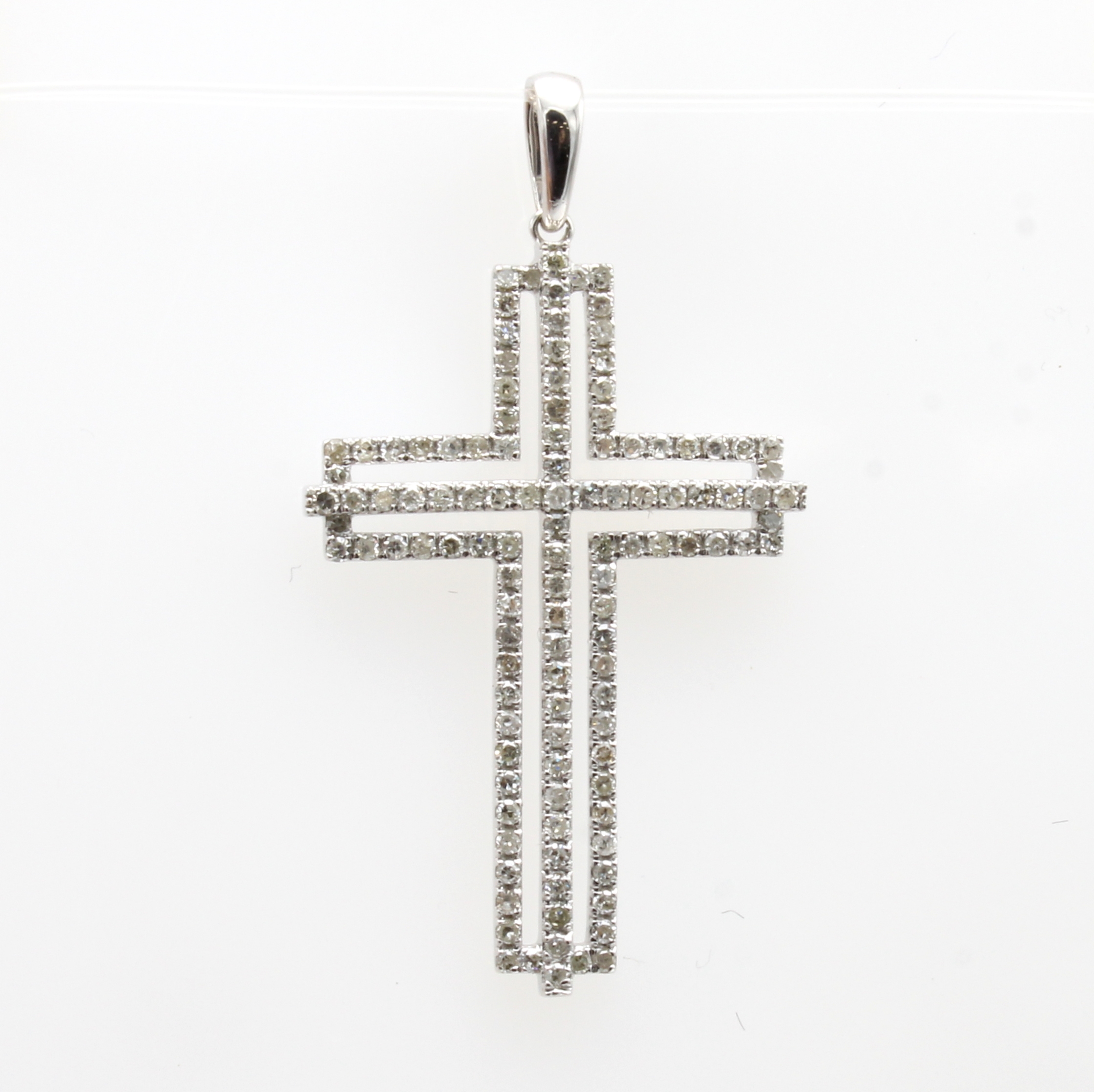 Image 27052088 - Kreuzanhänger mit Brillanten, WG 585/000, 117 Brill. zus. ca. 0.56 ct Weiß/si-p, Maße ...