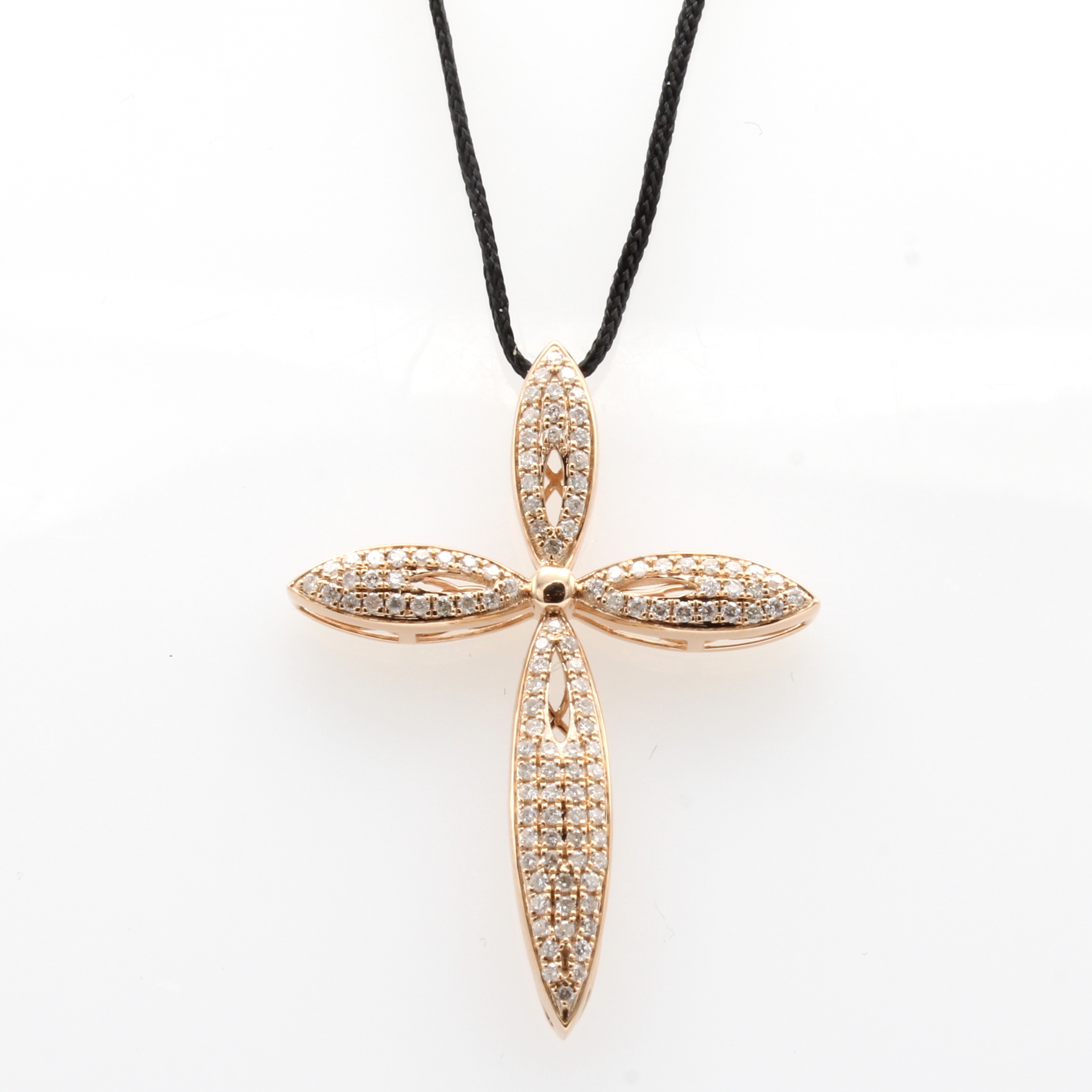 Image 27052089 - Kreuzanhänger mit Brillanten, RoséG 585/000,112 Brill. zus. ca. 0.54 ct feines ...