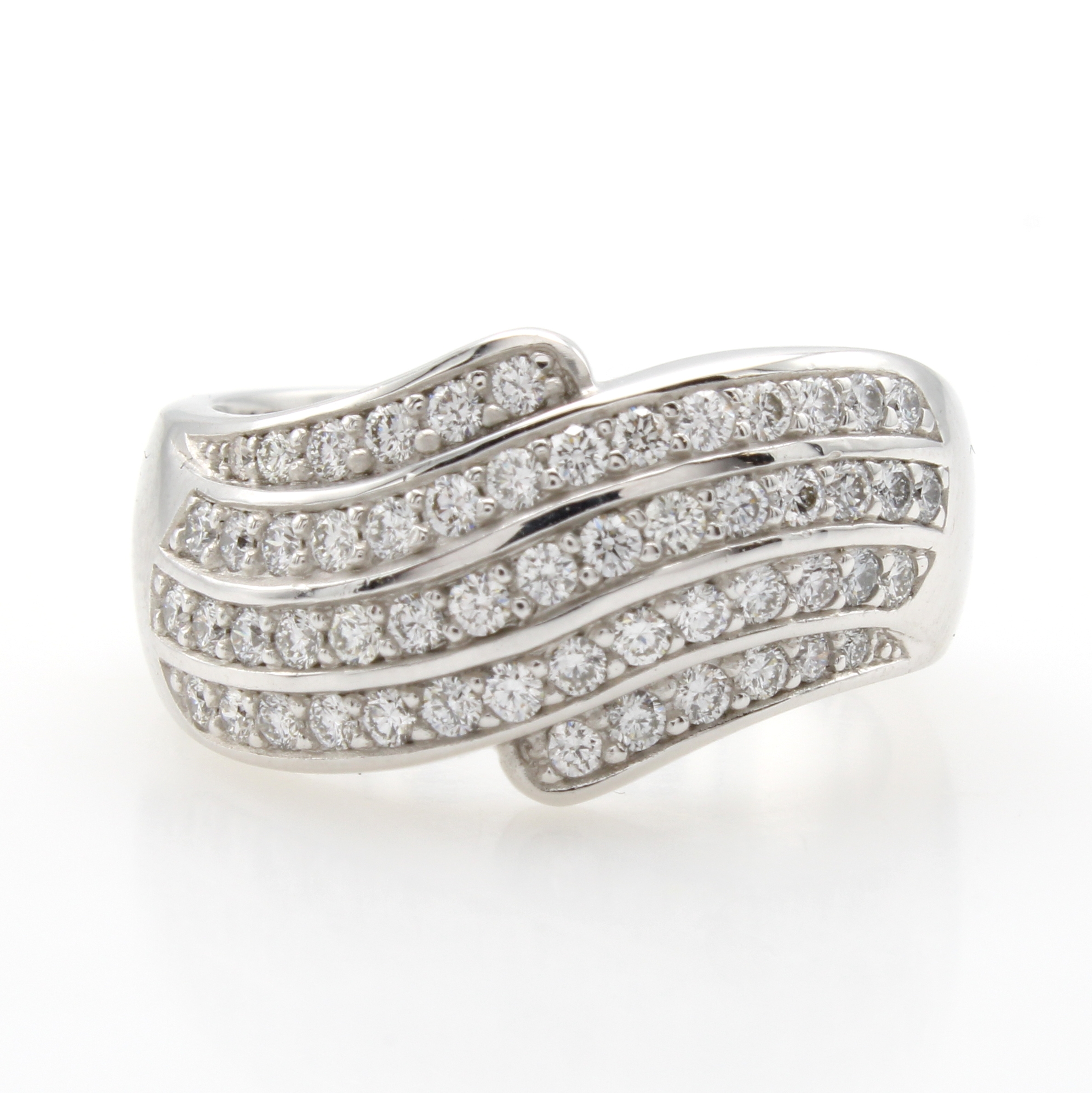 Image 27052579 - Ring mit Brillanten, WG 585/000, 55 Brill. in 5 geschwungene Reihen gef. zus. ca. 0.75 ...