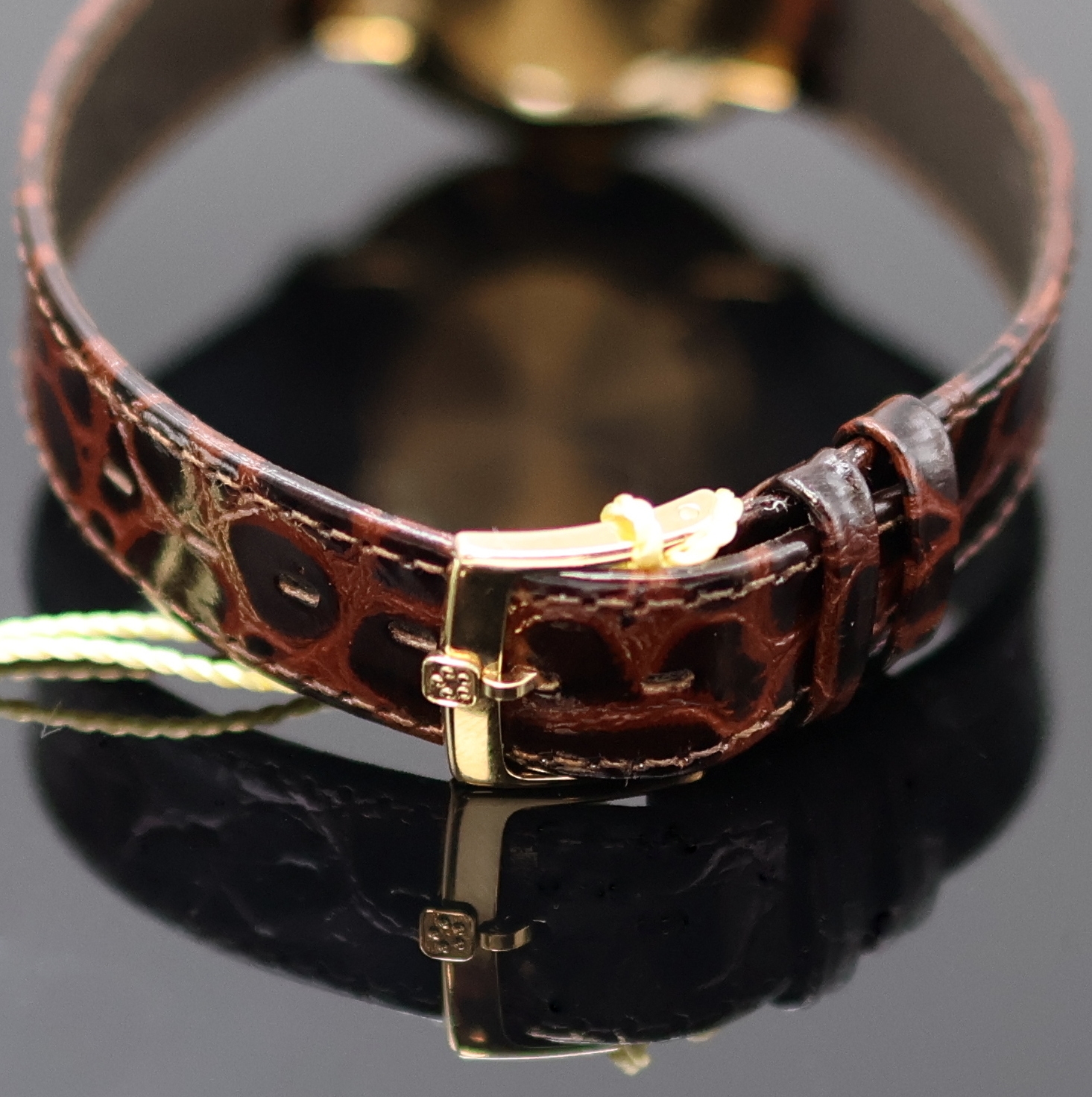 Detail b: ETERNA Herrenarmbanduhr in GG 585/000 Referenz 4000.65, 3-teil. Geh. inkl. orig. Lederband m. verg. orig. Dornschl., Glasrand und Boden m. ...