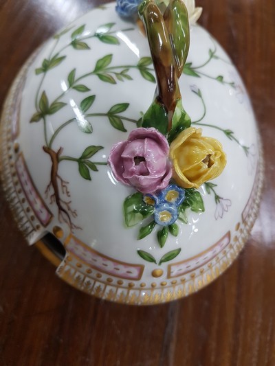 27052573c - Deckeldose/Deckelsauciere, Royal, Copenhagen, Flora Danica, Cerastium alpinum Vahl, ...