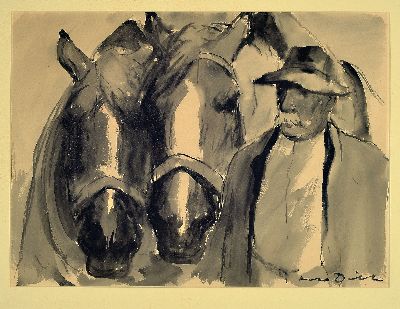 Image Otto Dill, 1884 Neustadt/Haardt - 1957 Bad Dürkheim, Aquarell, laviert, Bauer mit zwei ...