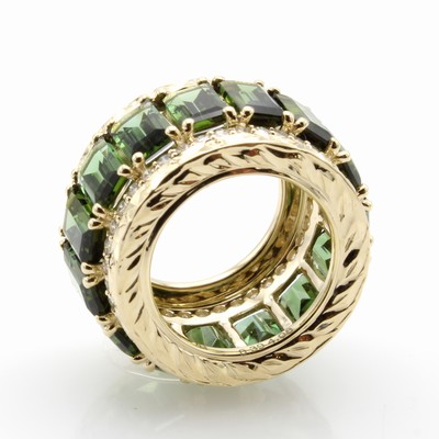 27052595a - Runder Anhänger mit Brillanten und Turmalinen,, GG 585/000, 78 Brill. zus. ca. 0.39 ct ...