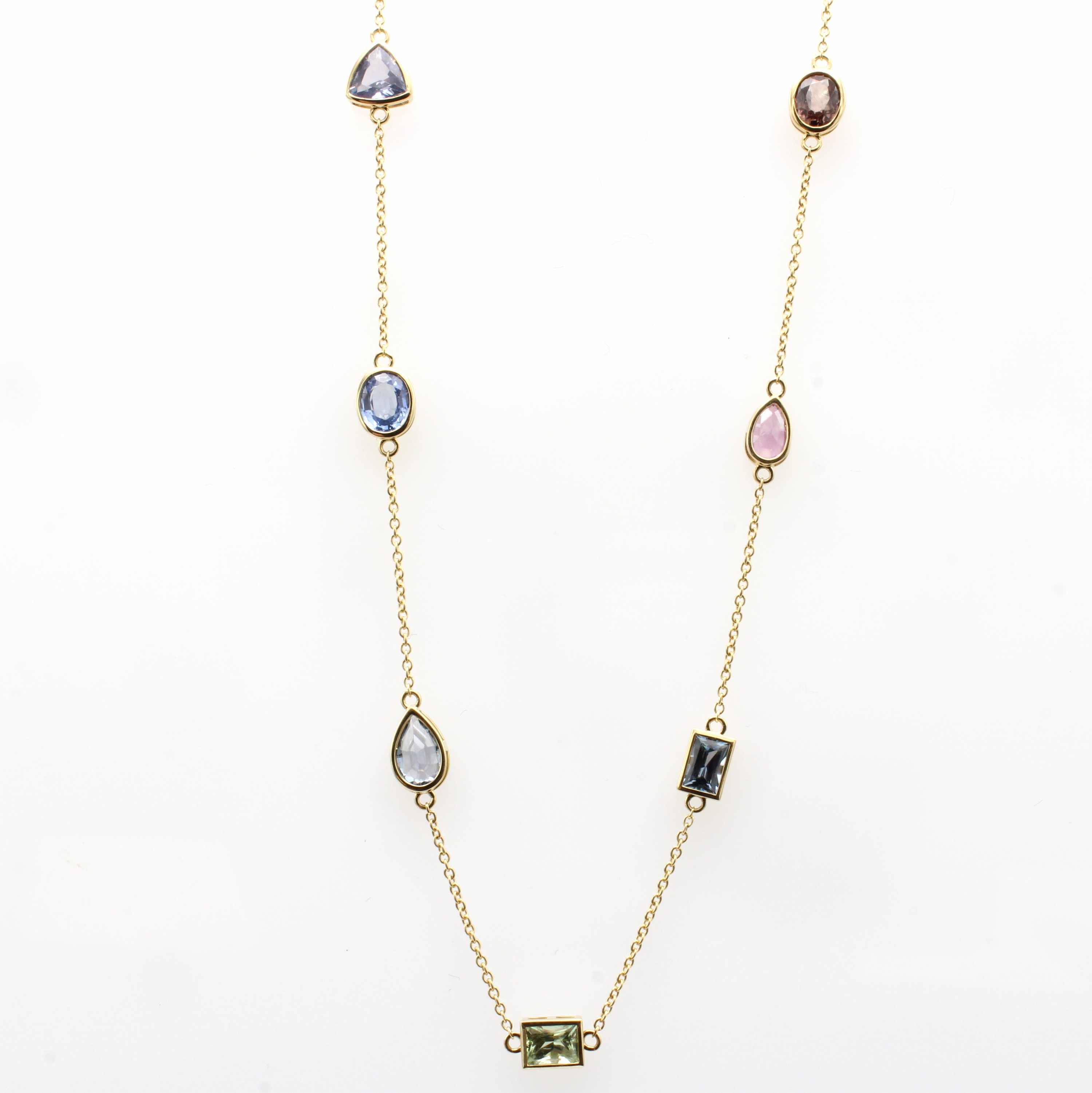 Image 27052626 - Collier mit Saphiren GG 750/000, 10 Saphire zus. ca. 7.28 ct in versch. Farben u. ...