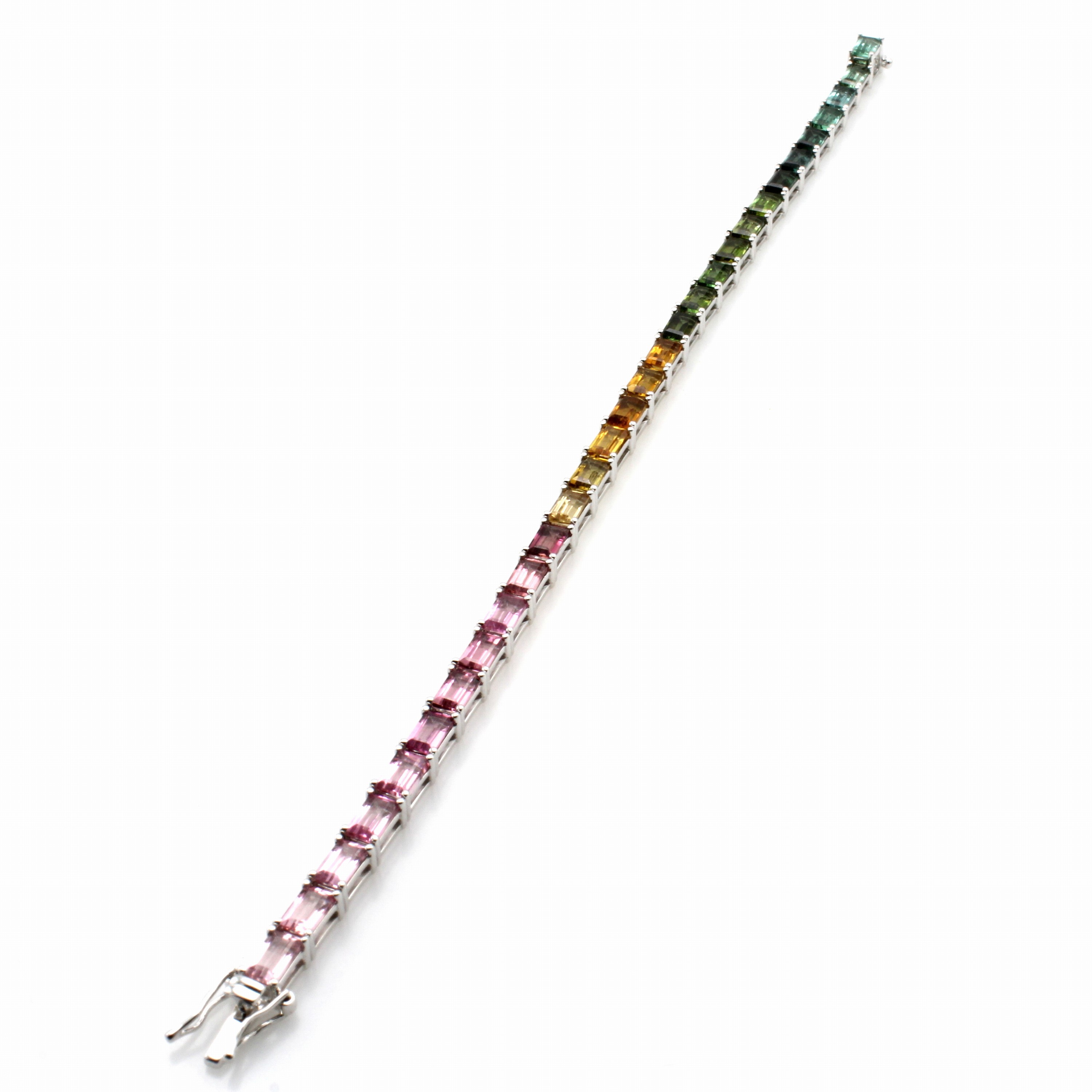 Image 27052631 - Armband mit Farbsteinen, WG 750/000, 30 bunte Turmaline in versch. Farbnuancen zus. ca. ...