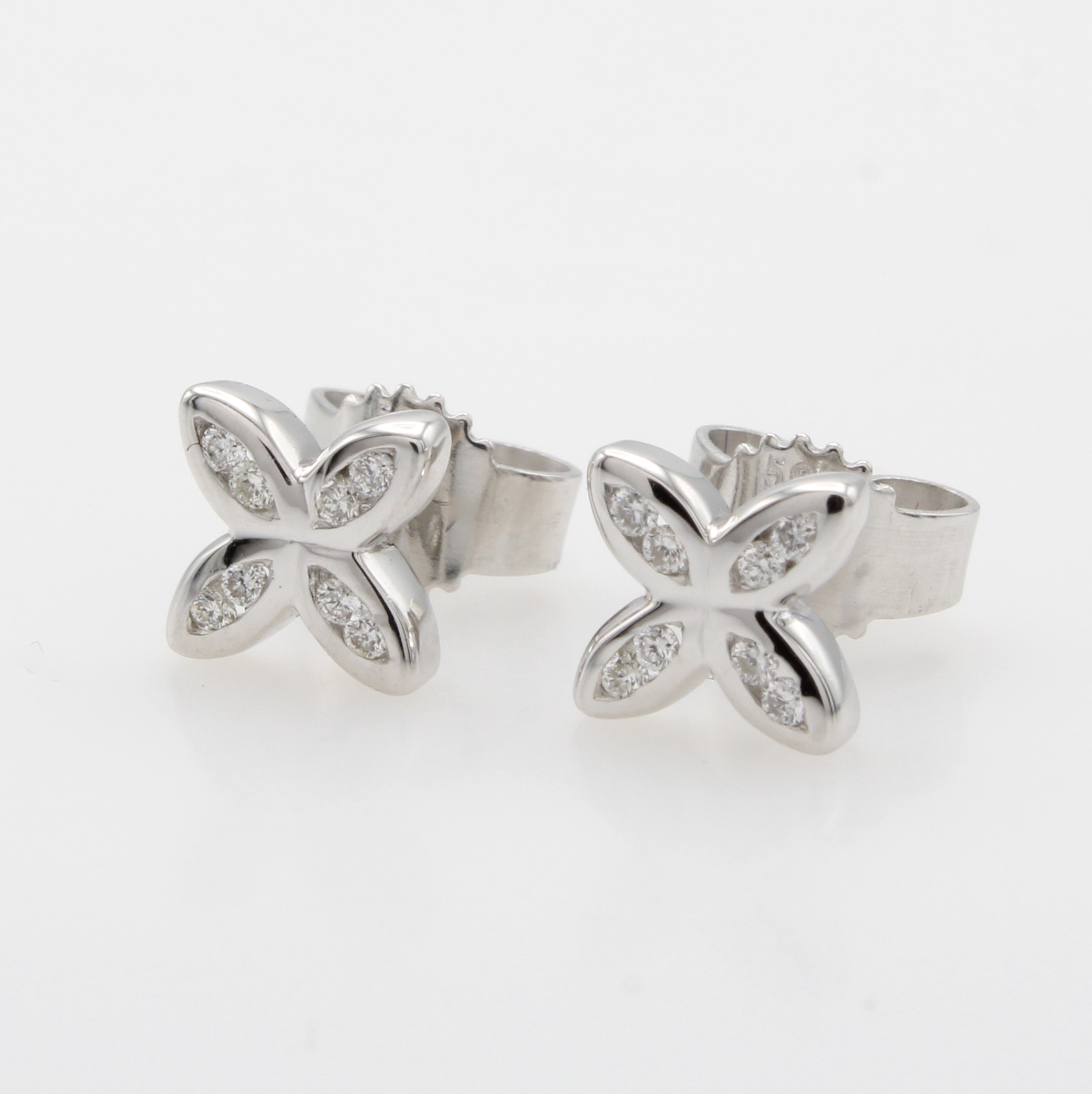 Image 27052641 - Paar Ohrstecker ´Kreuz´ mit Brillanten, WG 585/000, 16 Brill. zus. ca. 0.10 ct Weiß/p ...