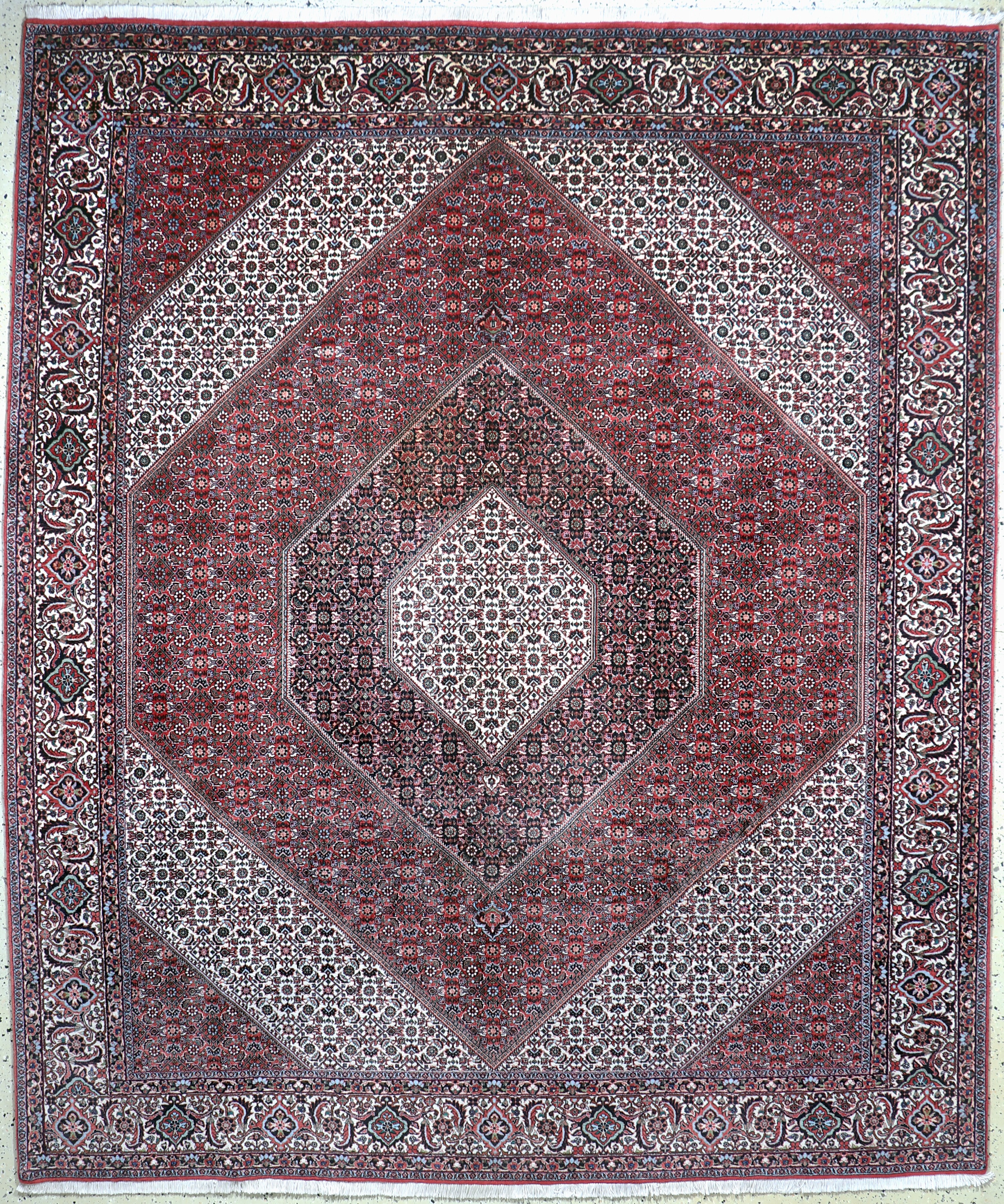Bidjar Kork fein, Persien, Ende 20.Jhd, Korkwolle auf Baumwolle, ca. 285 x 303 cm, EHZ: 1-2
