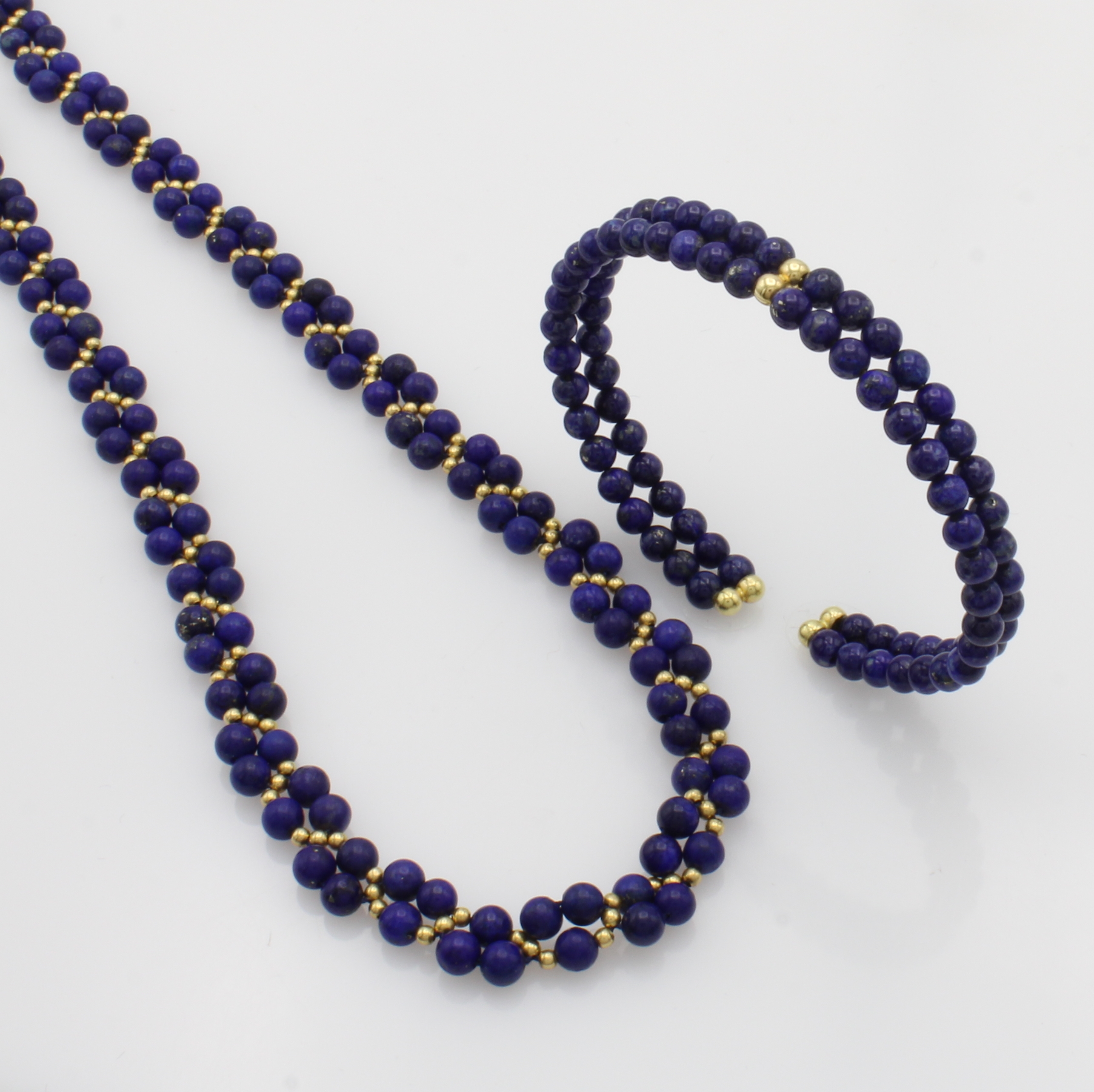 Image 27052688 - Set best. aus Kette und Armspange mit Lapislazuli, Federringschl. u. Zwischen- kugeln GG ...