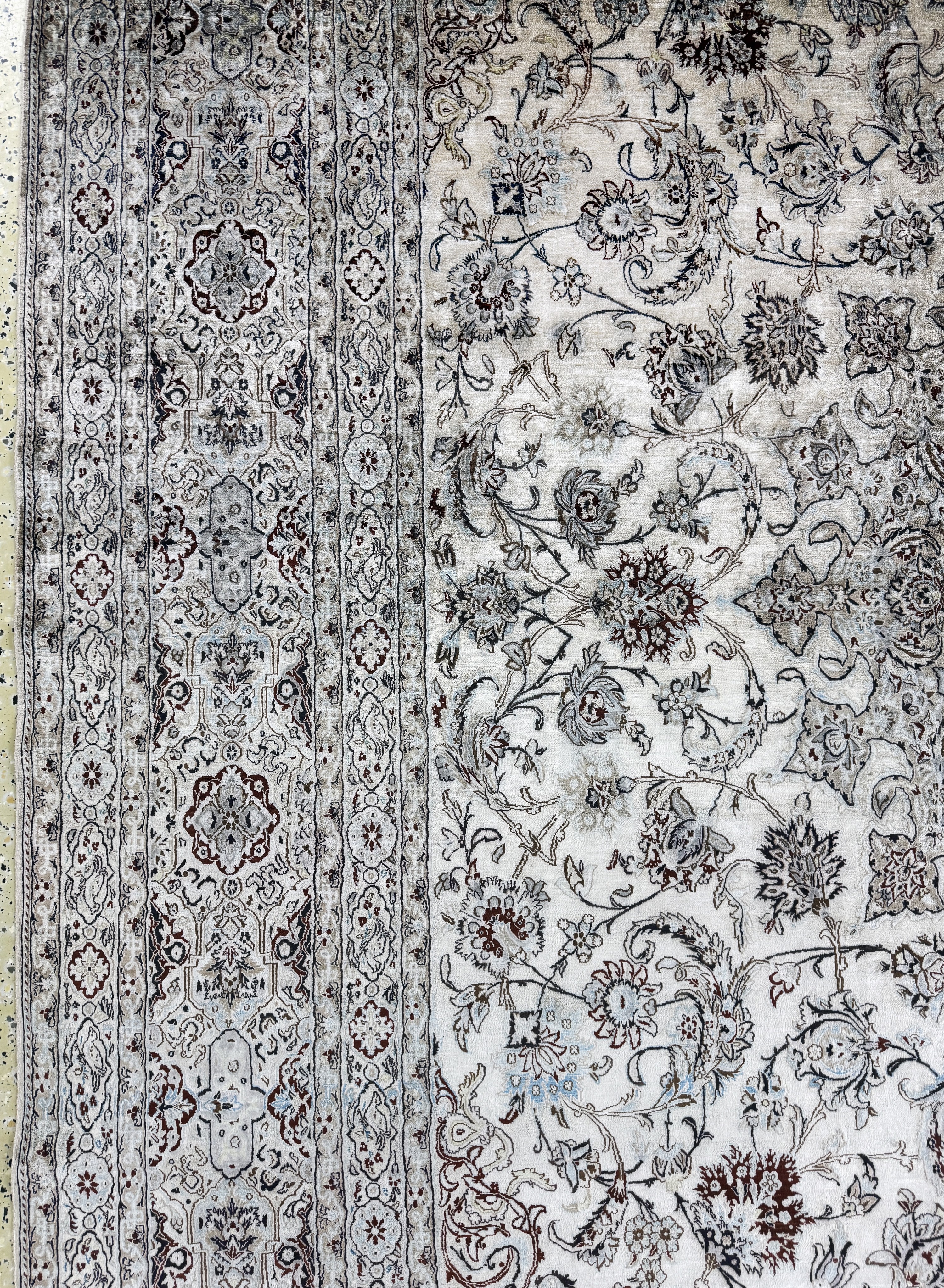 Detail d: Seltener Seiden Nain Persien, signiert"Habibian", Mitte 20.Jhd, reine Naturseide, ca. 390 x 254 cm, ca. 1,0 Mio. Kn/qm, gereinigt, EHZ: 2
