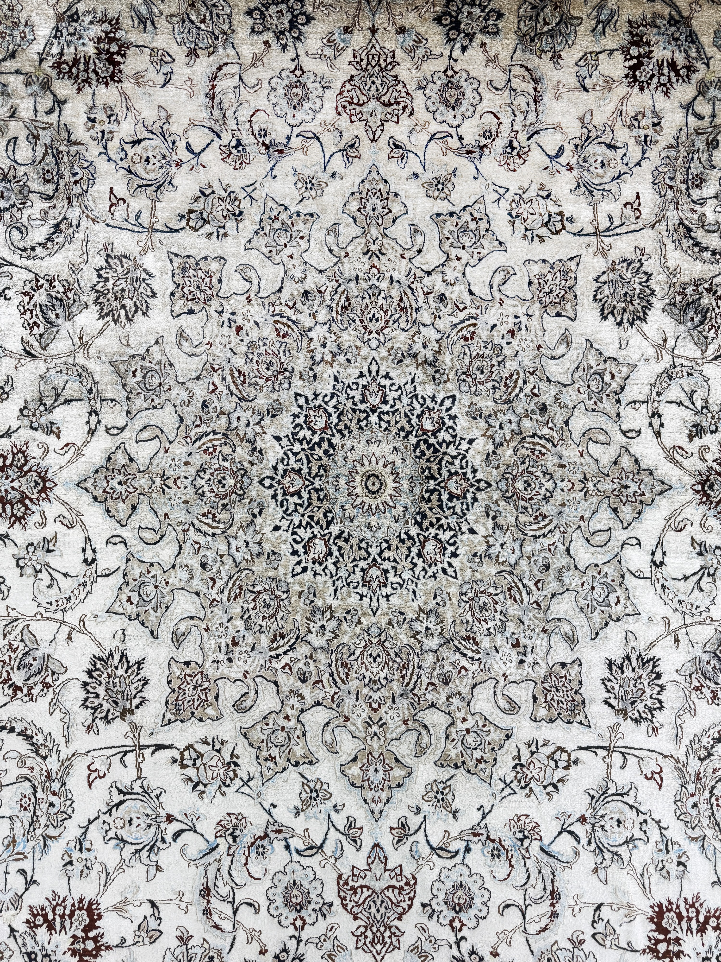 Detail e: Seltener Seiden Nain Persien, signiert"Habibian", Mitte 20.Jhd, reine Naturseide, ca. 390 x 254 cm, ca. 1,0 Mio. Kn/qm, gereinigt, EHZ: 2