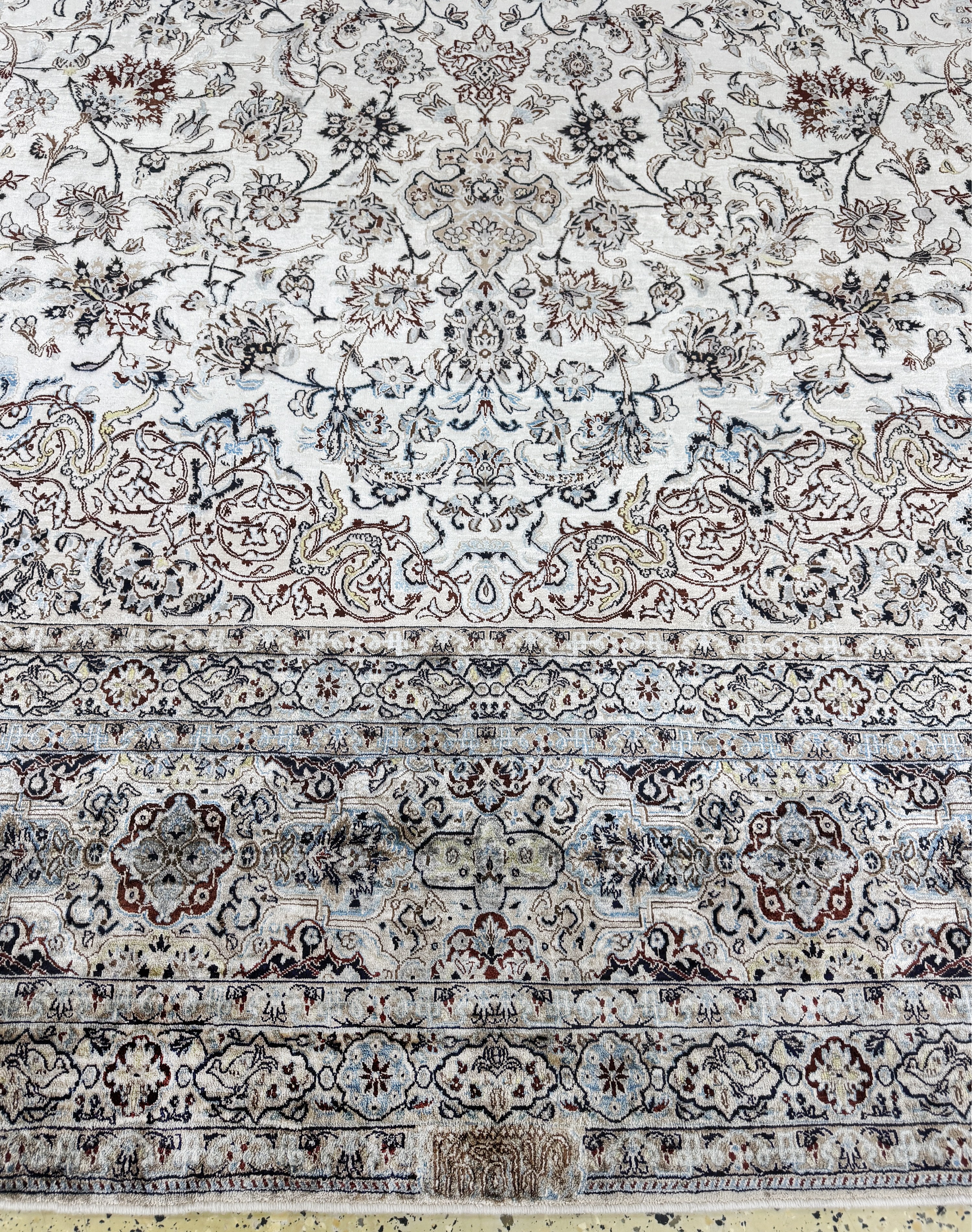 Detail h: Seltener Seiden Nain Persien, signiert"Habibian", Mitte 20.Jhd, reine Naturseide, ca. 390 x 254 cm, ca. 1,0 Mio. Kn/qm, gereinigt, EHZ: 2