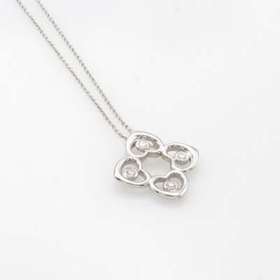 Image Anhänger ´4 Herze´ mit Brillanten an Kette, WG 585/000, 4 Brill. zus. ca. 0.07 ct ...