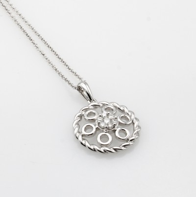 Image Anhänger mit Brillanten an Kette, WG 585/ 000, Kreisform, 7 Brill. zus. ca. 0.10 ct ...