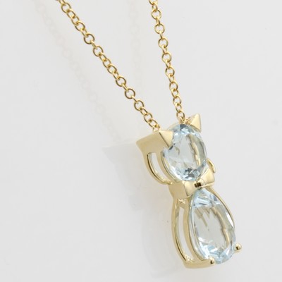 27052608a - Collier ´Katze´ mit Amethysten, GG 585/000, 2 Aquamarine zus. ca. 1.80 ct, in L. ca. 42 ...