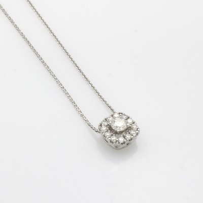Image Anhänger mit Brillanten an Kette, WG 585/000, quadratische Form, 13 Brill. zus. ca. ...