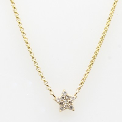 Image Collier ´Stern´ mit Brillanten, GG 585/000, 11 Brill. zus. ca. 0.06 ct Weiß/si-p, in L. ...