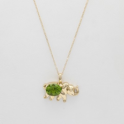 Image Anhänger ´Elefant´ mit Peridot an Kette, GG 585/000, ovaler Peridot ca. 4.27 ct, in L. ...