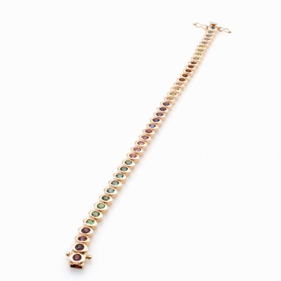 27052630a - Armband mit Farbsteinen, RoséG 585/000, Turmailne, Imperial Topase, Citrine, Rhodo- ...