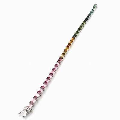 Image Armband mit Farbsteinen, WG 750/000, 30 bunte Turmaline in versch. Farbnuancen zus. ca. ...