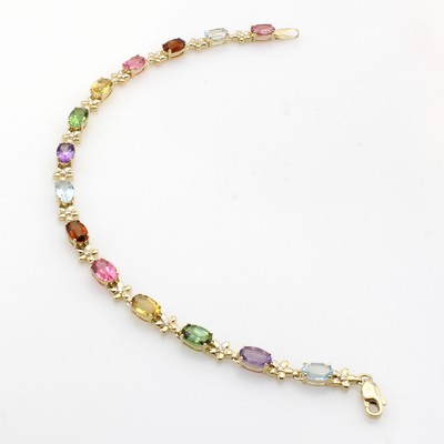 Image Armband mit Farbsteinen und Brillanten, GG 585/000, 14 Brill. zus. ca. 0.13 ct ...