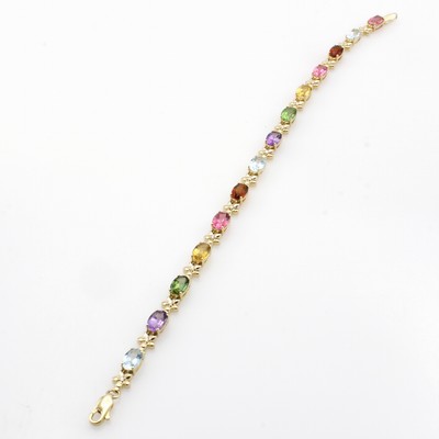 27052632a - Armband mit Farbsteinen und Brillanten, GG 585/000, 14 Brill. zus. ca. 0.13 ct ...