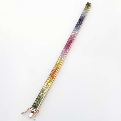27052633a - Armband ´Rainbow´ mit Saphiren, RoséG 585/ 000, 122 Saphirecarrées zus. ca. 18.31 ct ...