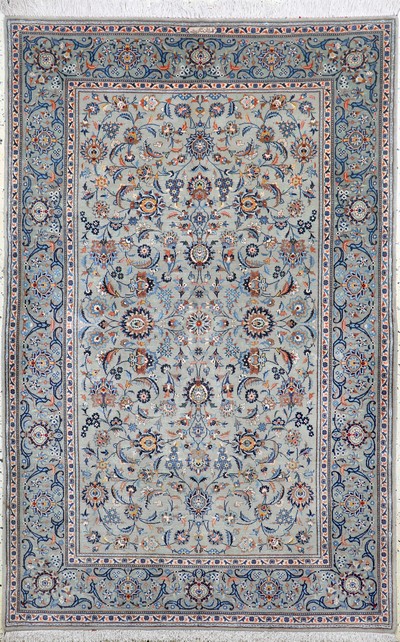 Image Keschan fein signiert, Persien, Neuwertig, Wolle auf Baumwolle, ca. 220 x 143 cm ...