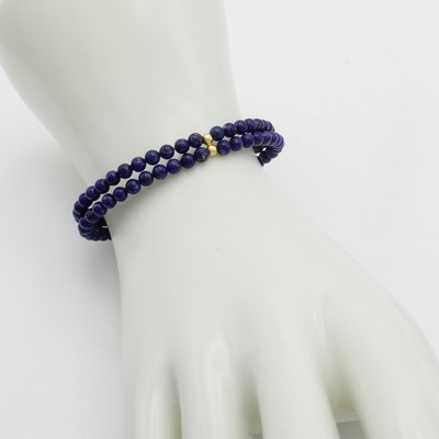 27052688a - Set best. aus Kette und Armspange mit Lapislazuli, Federringschl. u. Zwischen- kugeln GG ...