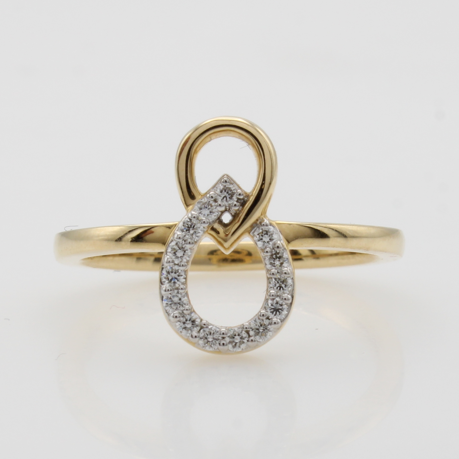 Image 27052710 - Ring mit Brillanten, GG 585/000 z.T. rhod., 2 ineinander verschlungene Tropfen, 14 ...