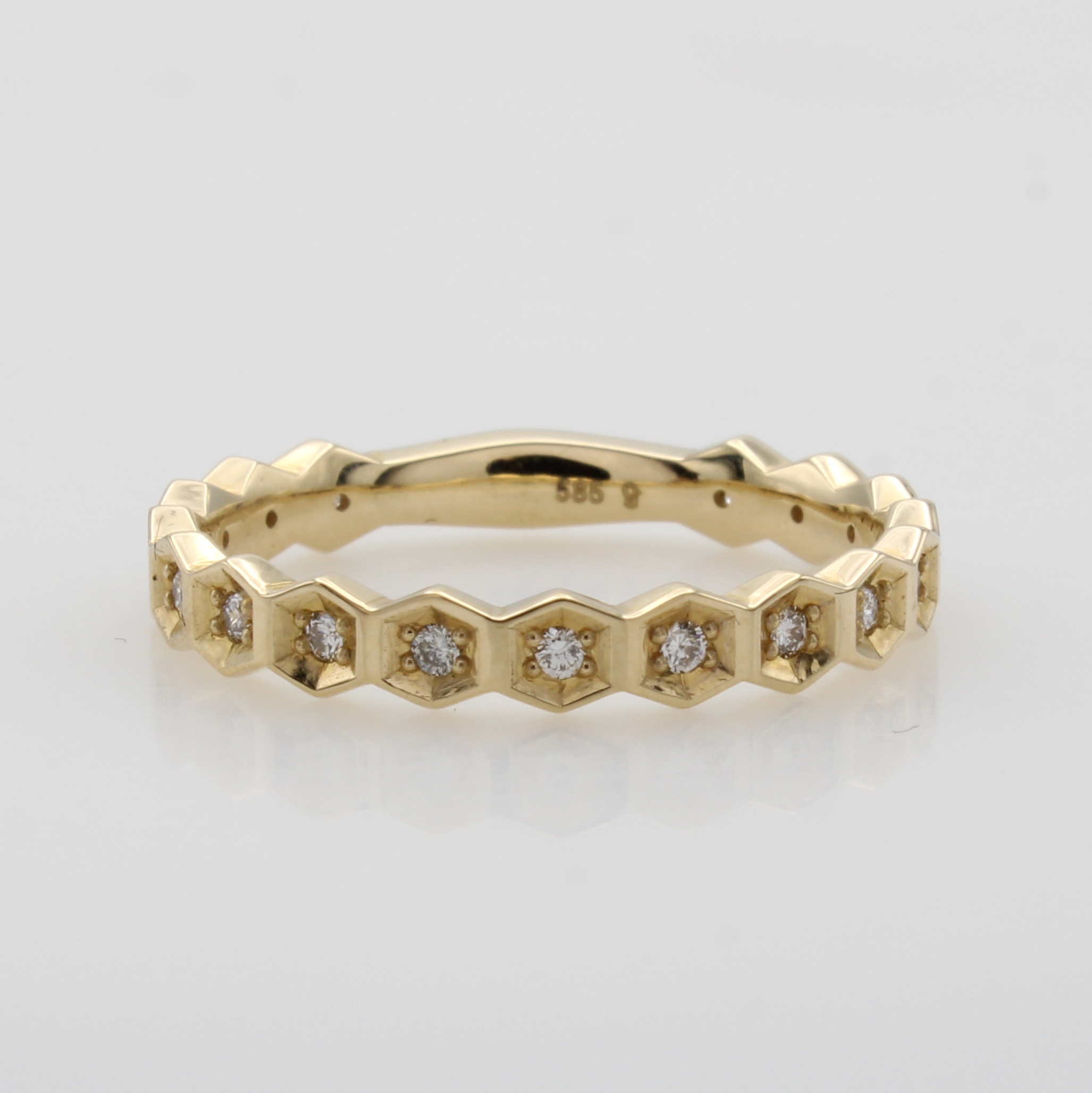 Image 27052713 - Memoryring mit Brillanten, GG 585/000, 16 Brill. wabenf. gef. zus. ca. 0.10 ct Weiß/ ...