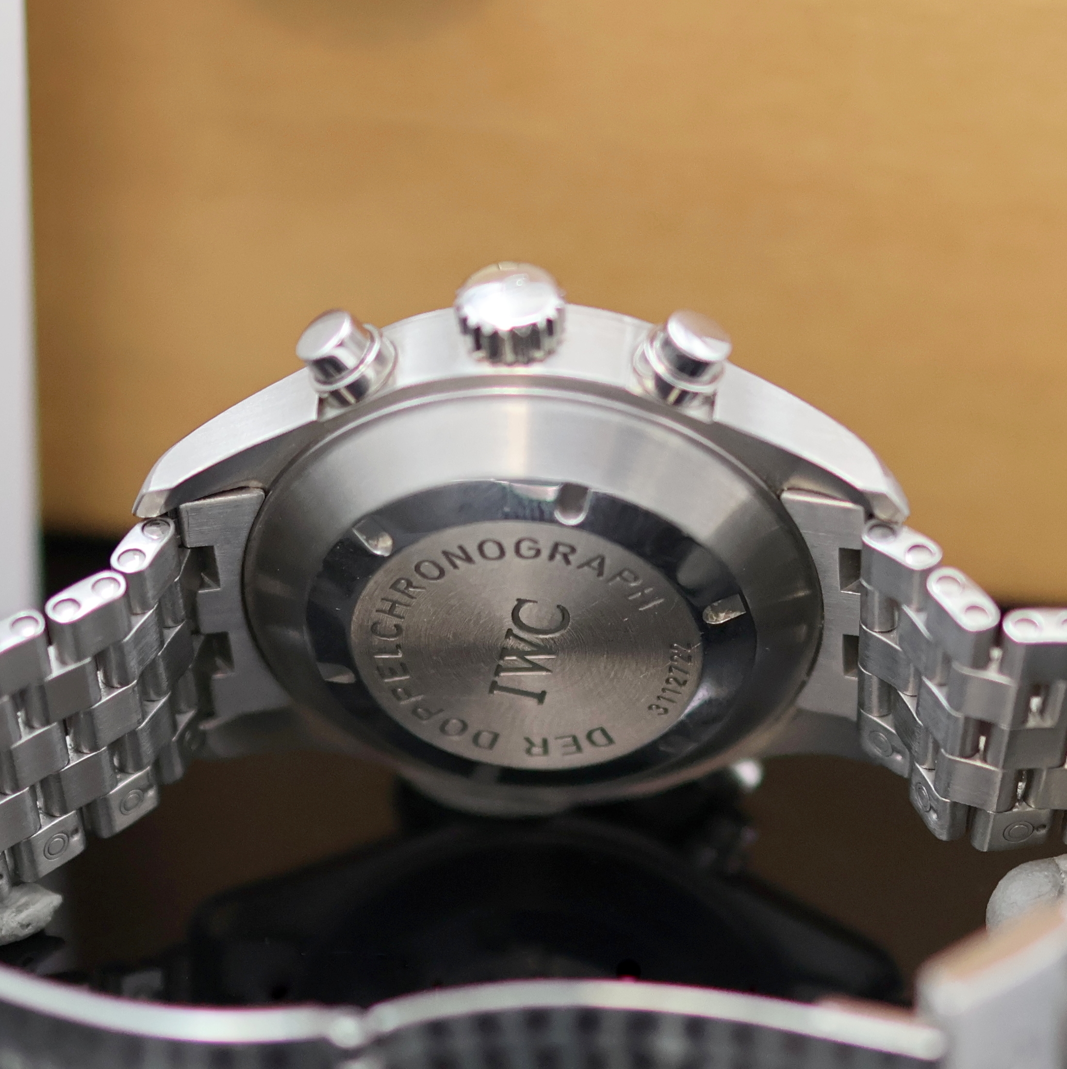 Detail d: IWC Herrenarmbanduhr "Der Doppelchronograph" Referenz 3713, Automatik, Schweiz um 2005, Edelstahlgeh. inkl. Gliederband m. Faltschließe, ...