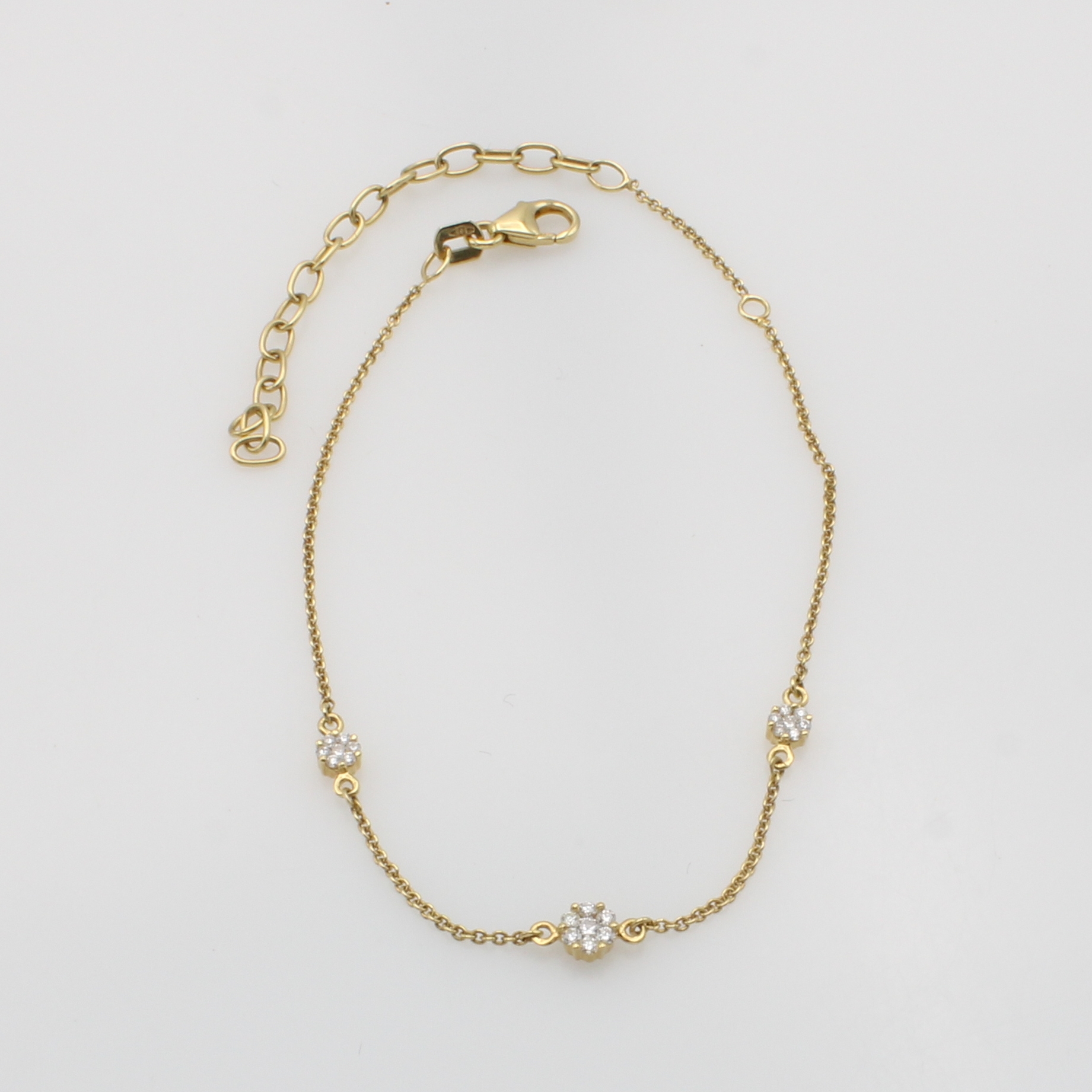 Image 27052727 - Armband mit Brillanten, GG 585/000, 21 Brill. in 3 Blüten gef. zus. ca. 0.20 ct ...