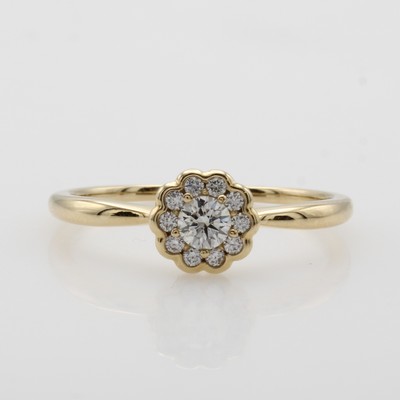 Image Ring mit Brillanten, GG 585/000, 11 Brill. blütenf. gef. zus. ca. 0.30 ct Weiß/si, RW ...