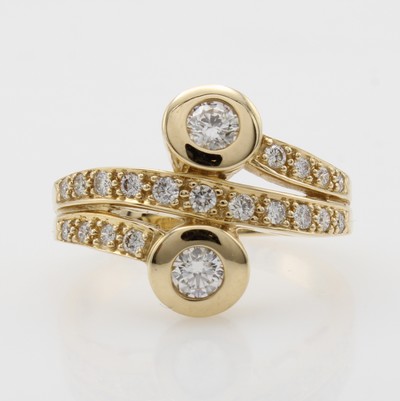 Image Ring mit Brillanten, GG 585/000, 2 Solitäre in Zargenf. zus. ca. 0.30 ct, 19 ...