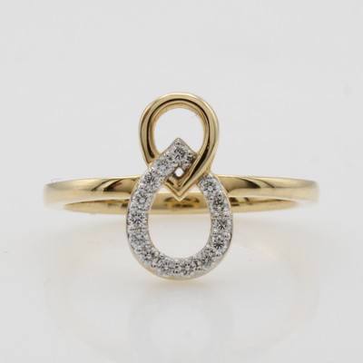 Image Ring mit Brillanten, GG 585/000 z.T. rhod., 2 ineinander verschlungene Tropfen, 14 ...