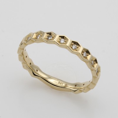 27052713a - Memoryring mit Brillanten, GG 585/000, 16 Brill. wabenf. gef. zus. ca. 0.10 ct Weiß/ ...