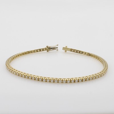 Image Rivierarmband mit Brillanten, GG 585/000, 79 Brill. in Krappenf. zus. ca. 1.20 ct Weiß/ ...