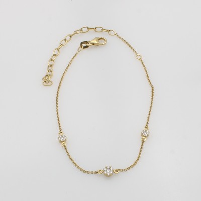 Image Armband mit Brillanten, GG 585/000, 21 Brill. in 3 Blüten gef. zus. ca. 0.20 ct ...