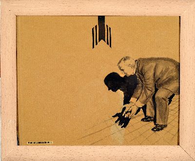 27052897k - Eva Grün, geb. 1975 Wien, ´Krokodil wiedergefunden´, Tusche auf Karton, unter ...