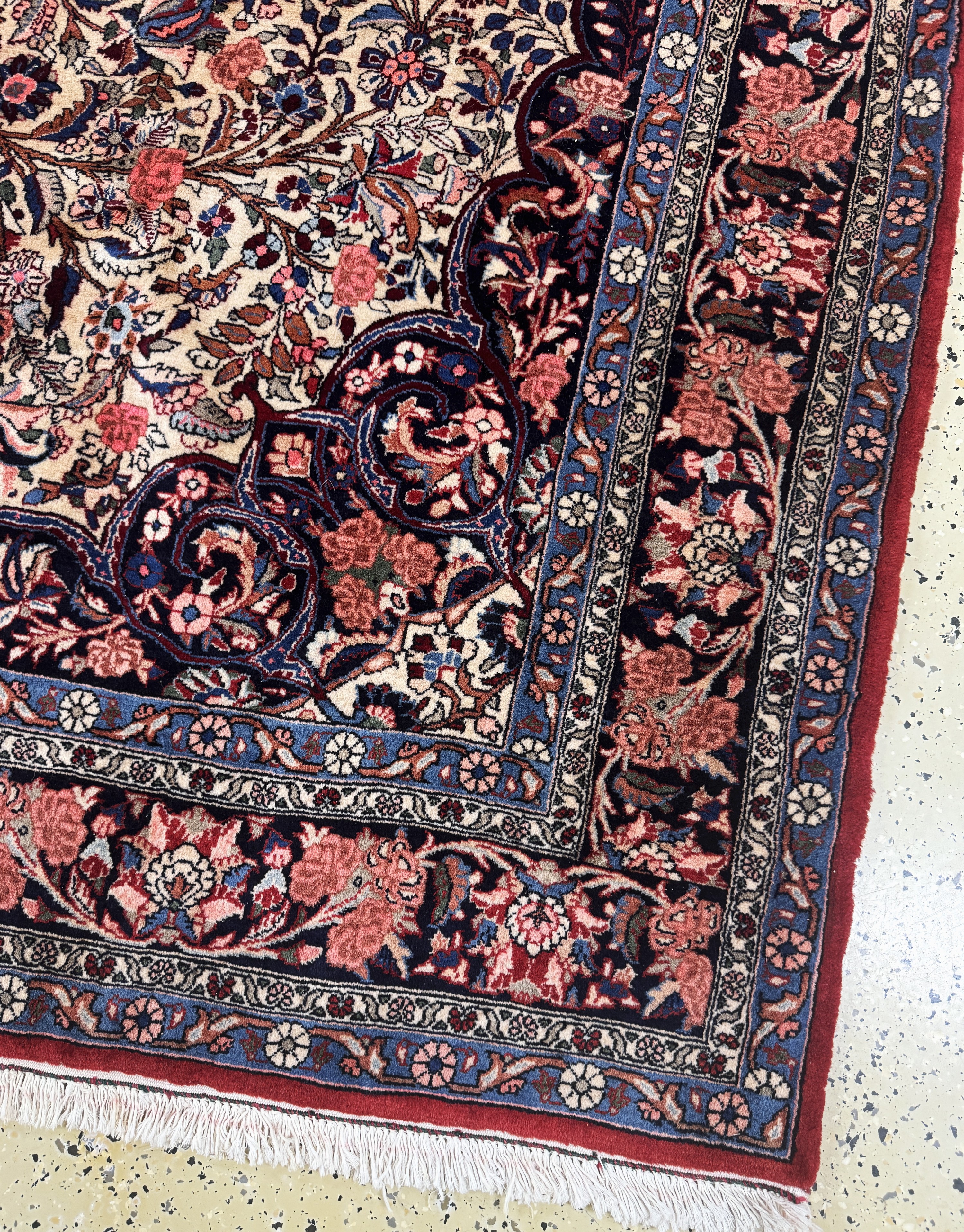 Detail a: Rosenbidjar Kork, Persien, Mitte 20.Jhd, Korkwolle auf Baumwolle, ca. 292 x 225 cm, gereinigt, EHZ: 1-2