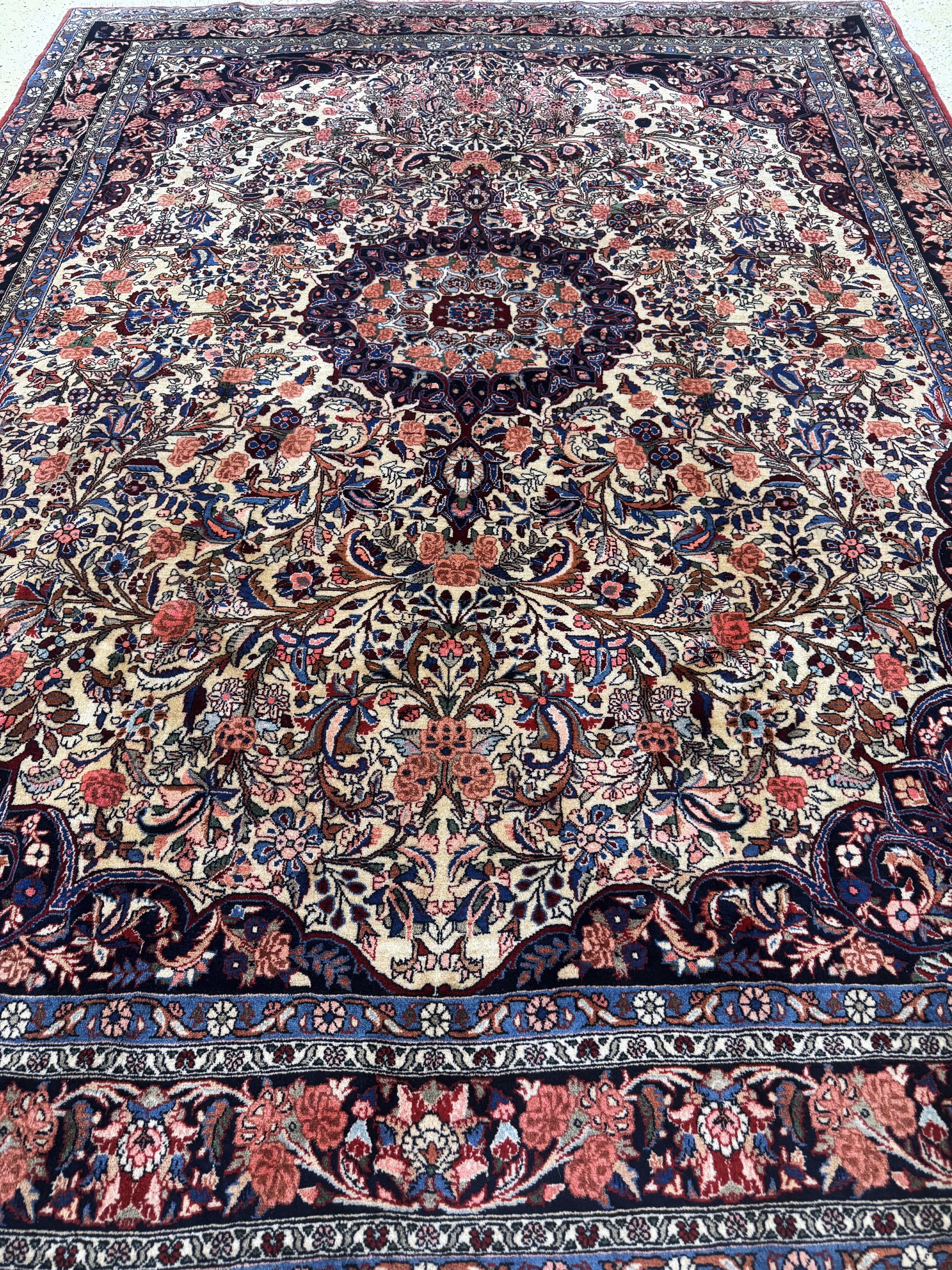Detail h: Rosenbidjar Kork, Persien, Mitte 20.Jhd, Korkwolle auf Baumwolle, ca. 292 x 225 cm, gereinigt, EHZ: 1-2